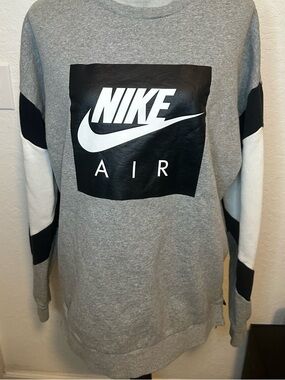 Nike Air Sweatshirt Gray Black Logo Colorblock Crewneck Men’s Large
